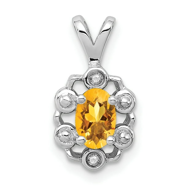 STERLING SILVER 925 LADIES NOVEMBER YELLOW CITRINE BIRTHSTONE NECKLACE PENDANT